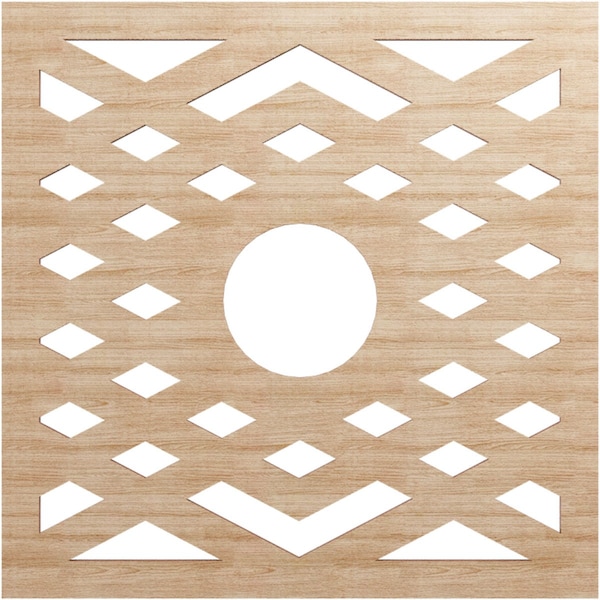 Ekena Millwork Chevron Wood Fretwork Pierced Ceiling Medallion, Alder, 18"OD x 4 5/8"ID x 1/4"T CMWP18X18X0250CHAL - main
